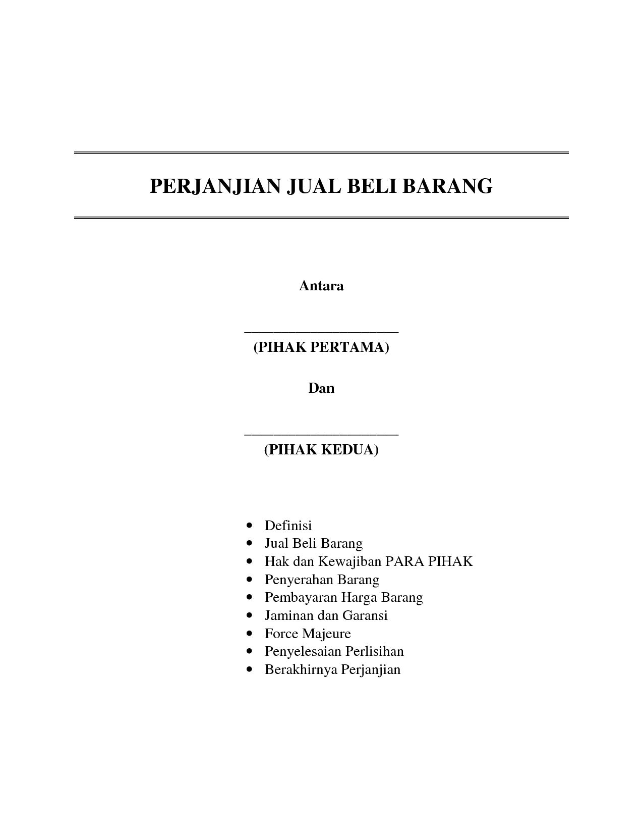 Contoh Surat Perjanjian Sewa Beli Barang